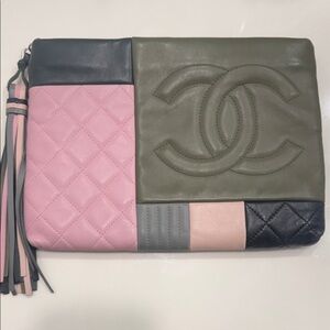 CHANEL Multicolor Quilted Leather Clutch